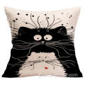 China Black and white cat linen cushion cover Manufactory